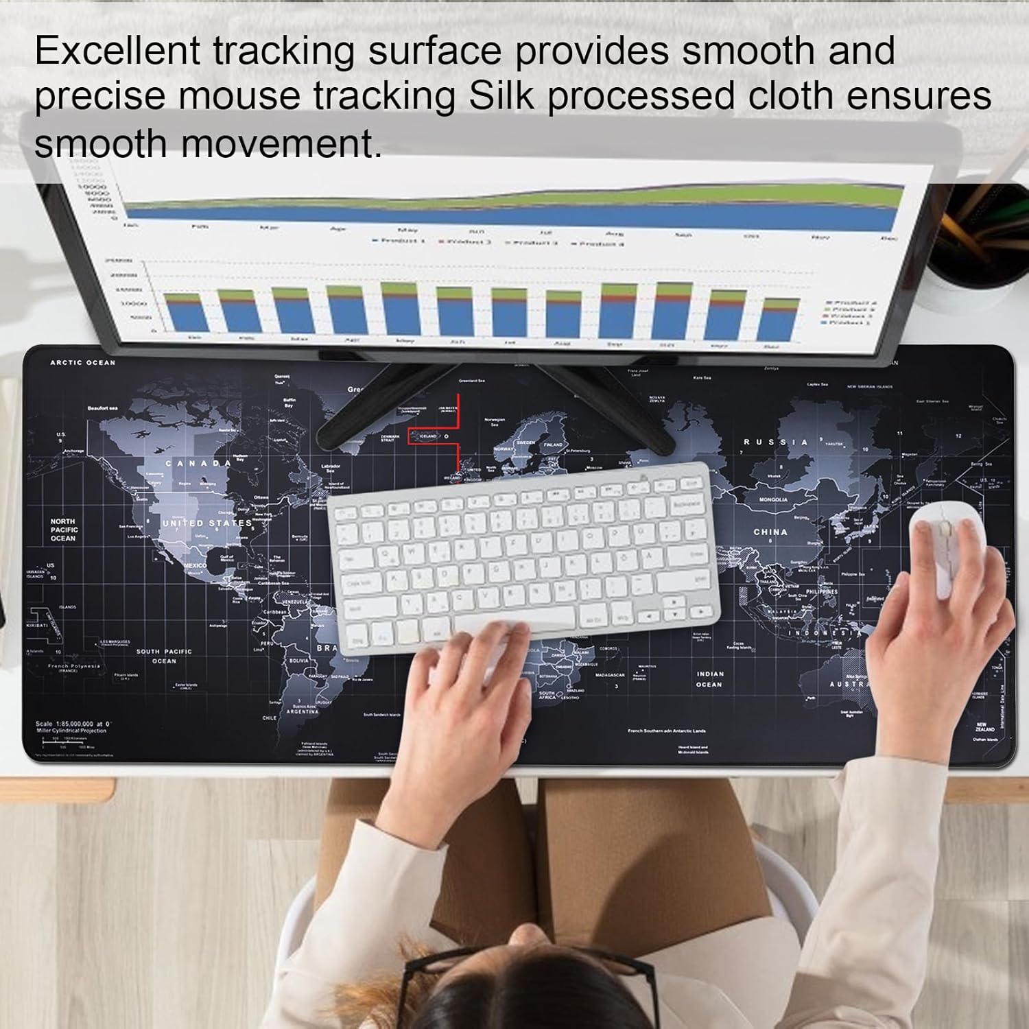 Professional Large Mouse Pad & Computer Game Mouse Mat (35.4x15.7x0.1IN, Map) (90 * 40 Map) - Image 2