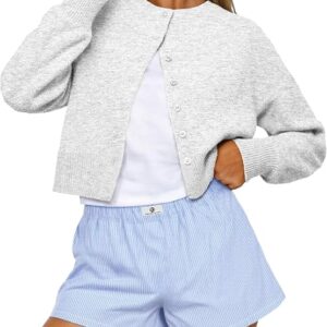 Trendy Queen Cropped Cardigan Sweaters for Women Lightweight Crop Knit Y2k Fall Outfits Fashion Clothes 2025